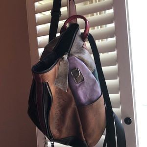 Multi-colored leather backpack